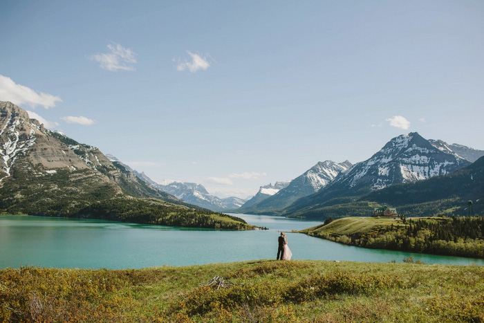 wedding portrait by the lake