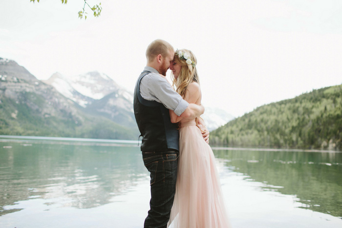 bride and groom embracing