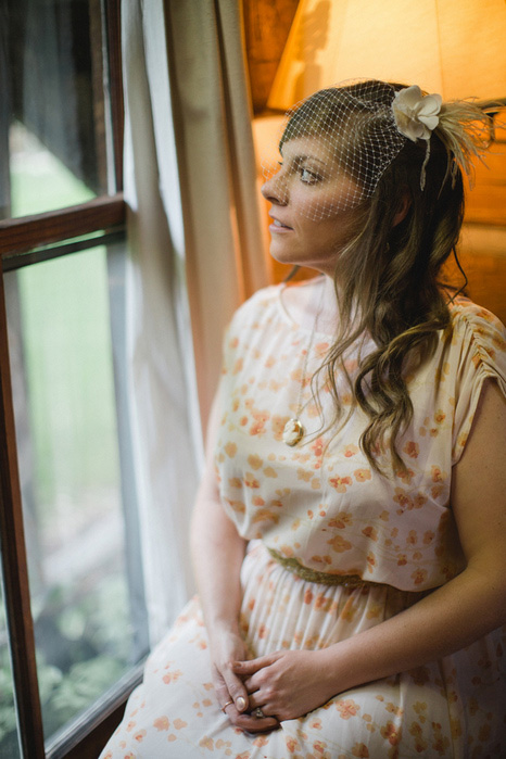 bride looking out window