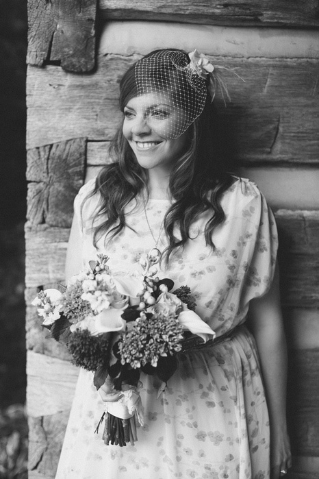 black and white bride portrait