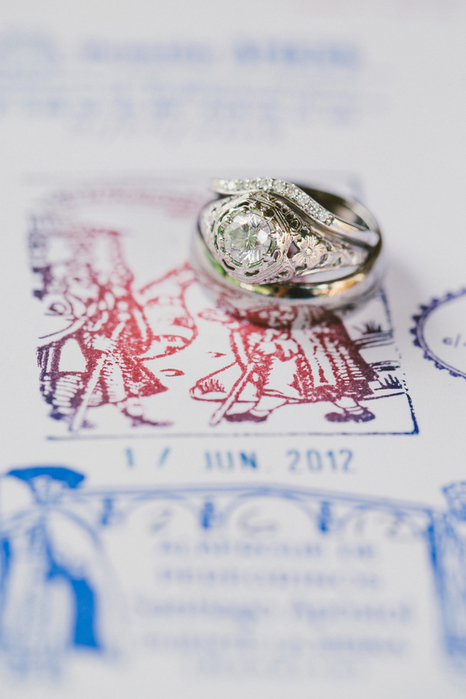 wedding rings on stamps