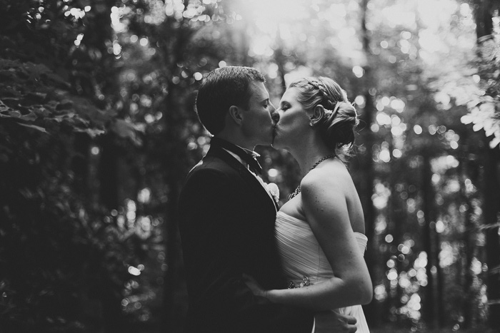 bride and groom kissing