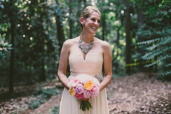 bride portrait in woods