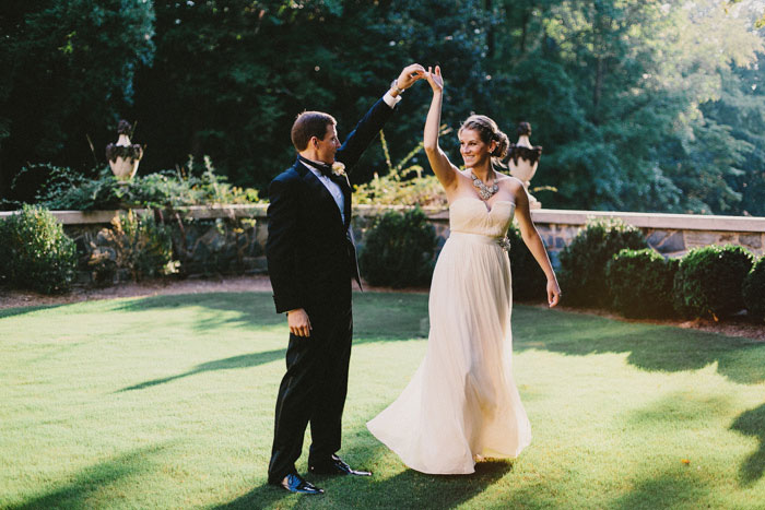 bride and groom dancing