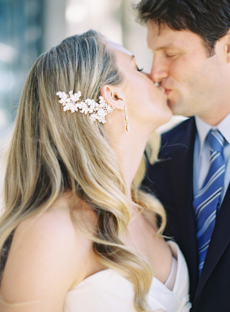 bride and groom kissing