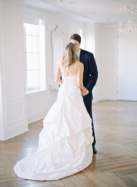 bride and groom first look