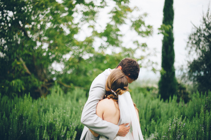 bride and groom first look session