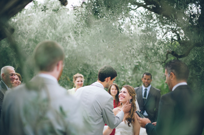 groom touching bride's face