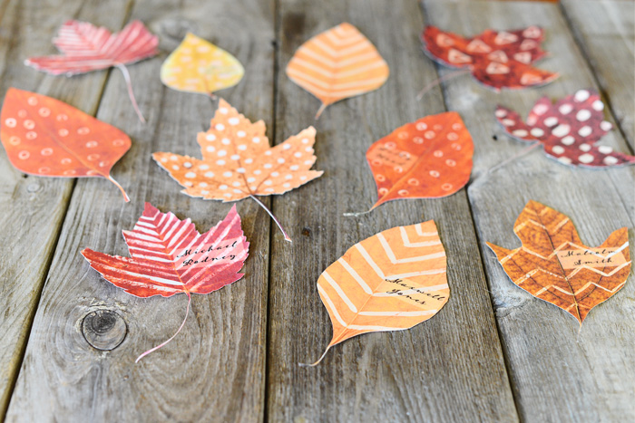 diy leaf place cards