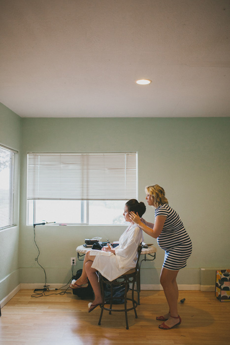 bride getting her hair done