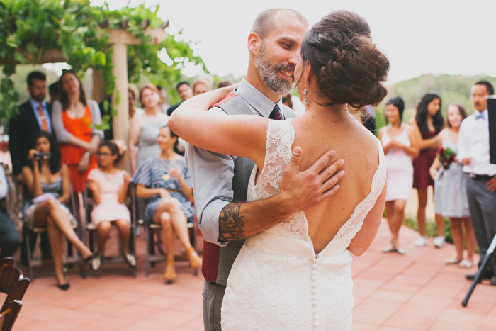 bride and groom dancing