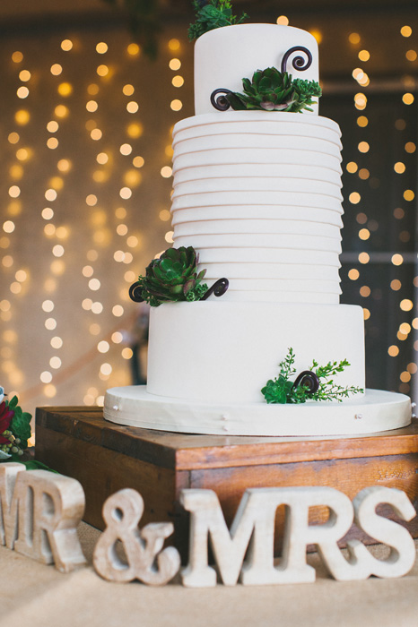 white wedding cake with succulents