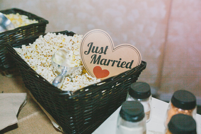 just married sign in popcorn