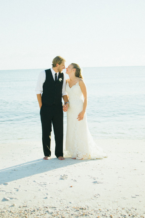 bride and groom on the beach