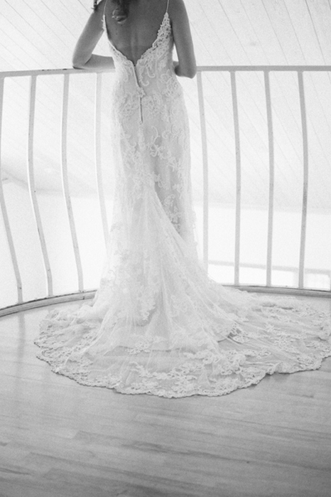 back detail of bride's wedding gown