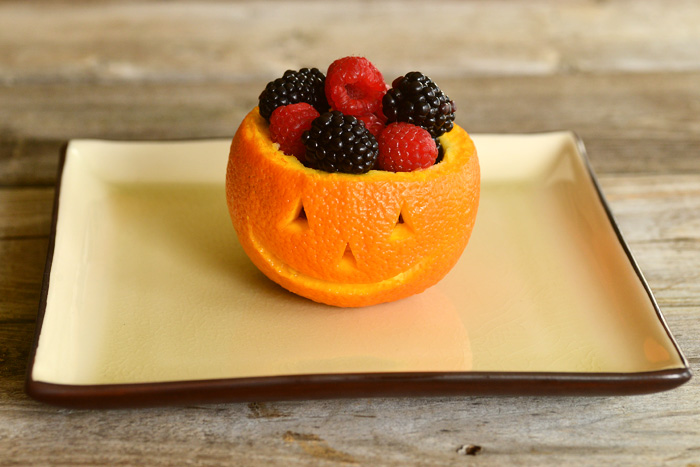 jack o lantern fruit cup