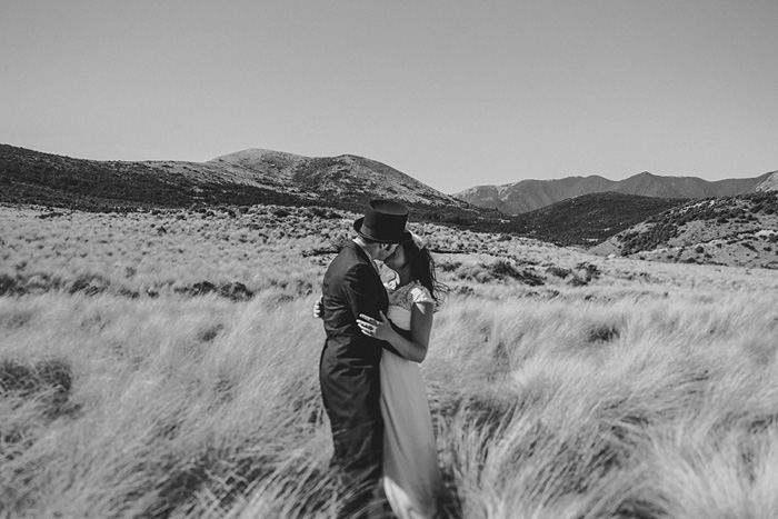 bride and groom kissing