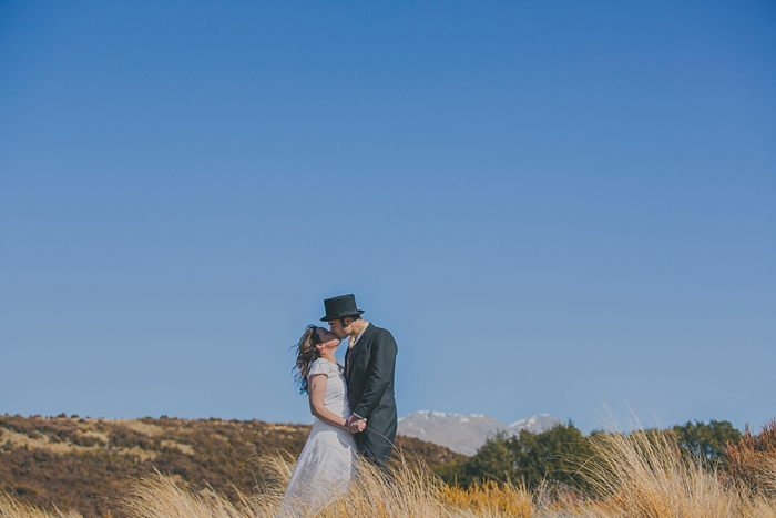 bride and groom kissing