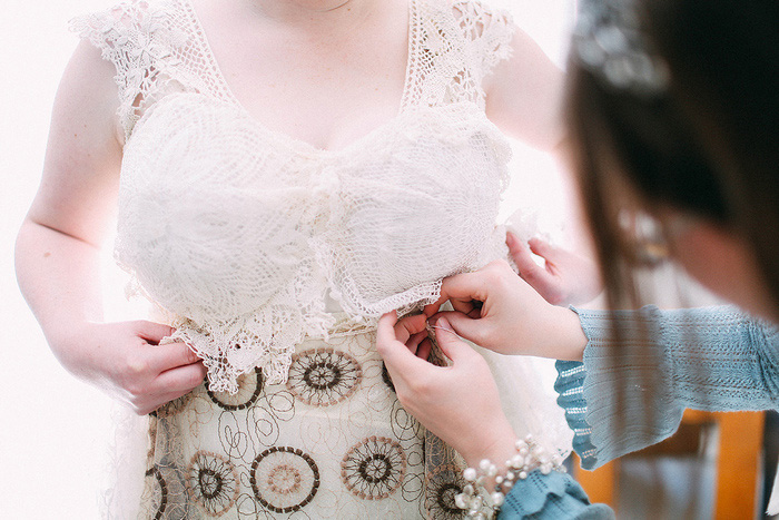 bride getting dressed