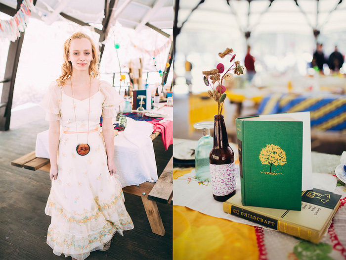 colorful boho wedding reception