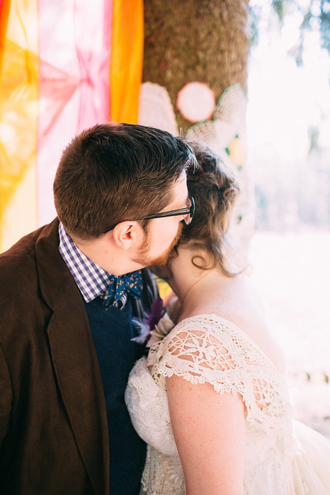 brideand groom hugging