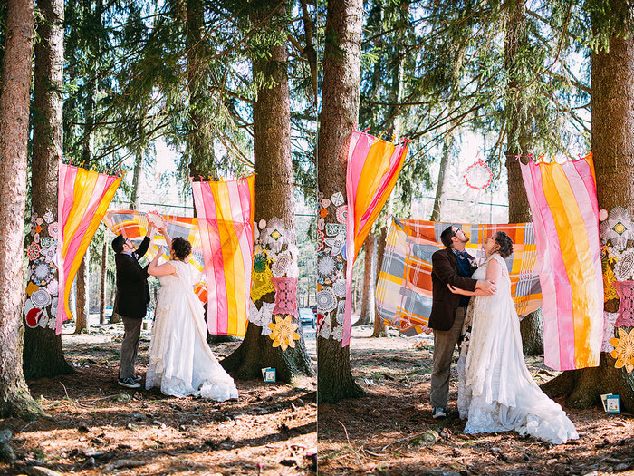 bride and groom hanging dream catcher