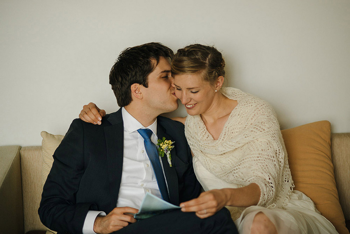 groom kissing bride