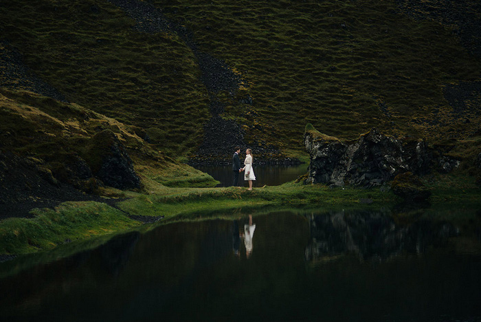 bride and groom portrait in Iceland