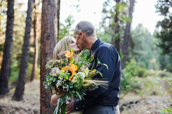 bride and groom kissing