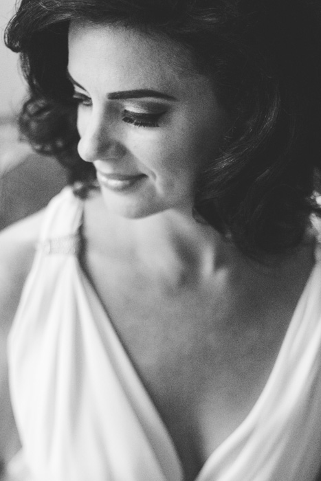 black and white portrait of bride