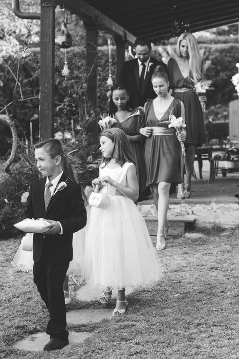 bridal party walking down aisle