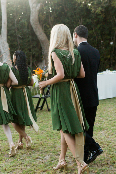 bridesmaids walking down aisle