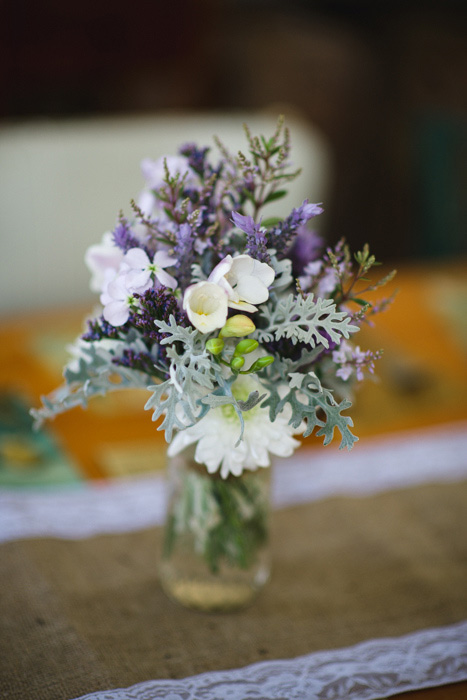 purple flower centerpiece