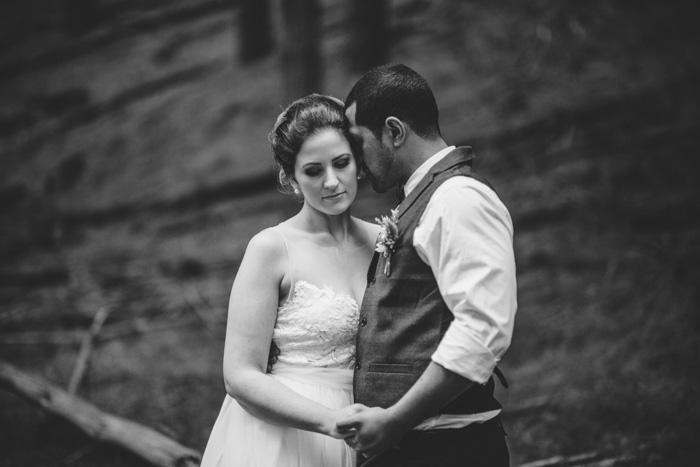 black and white wedding portrait