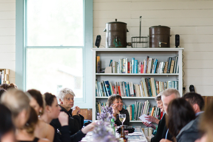 wedding guests at cafe reception