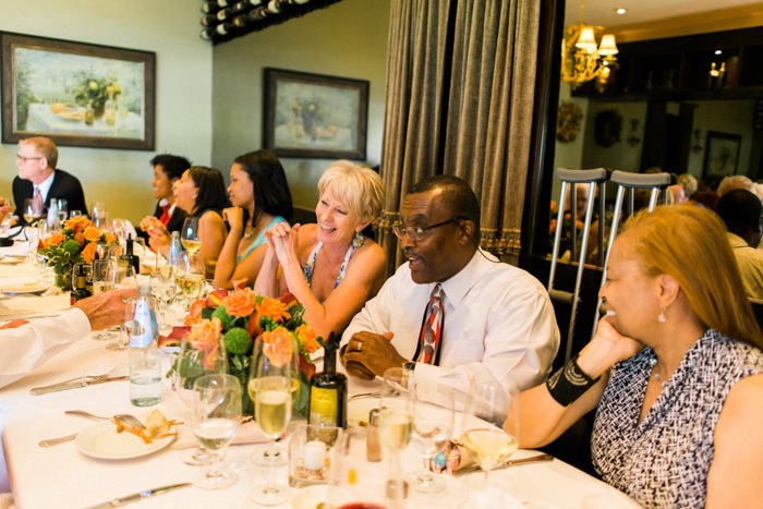 guests at restaurant wedding reception