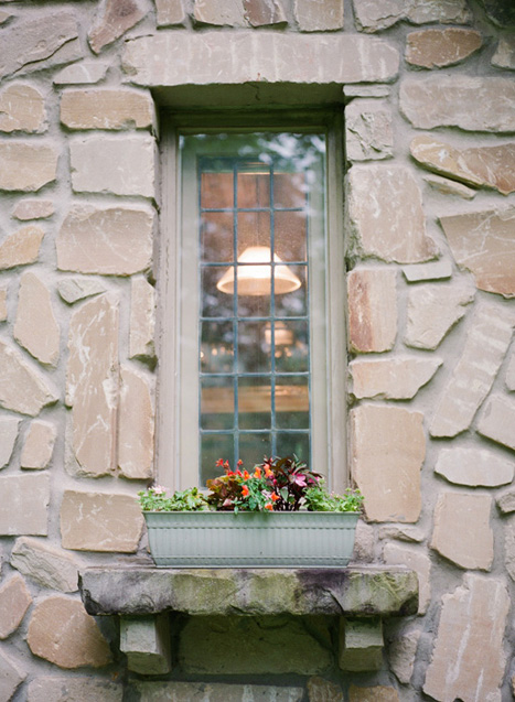 window box on stone cottage