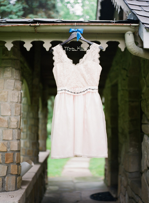 wedding dress hanging up