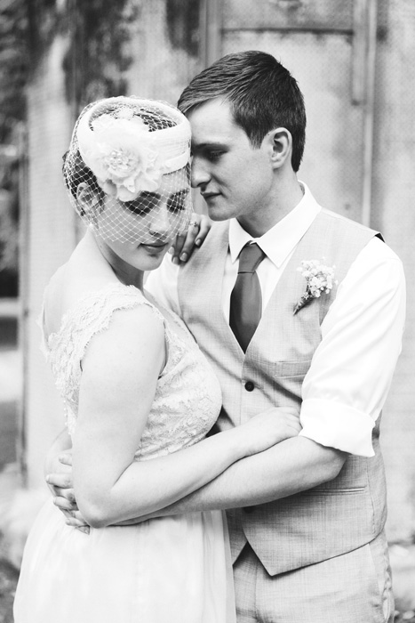 black and white wedding portrait