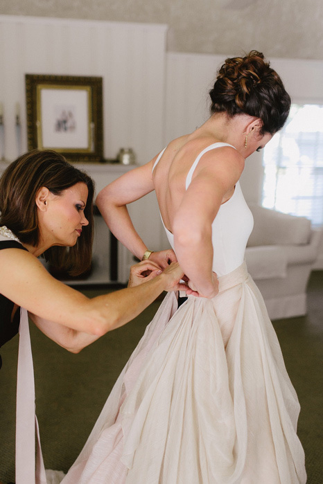 bride getting dressed