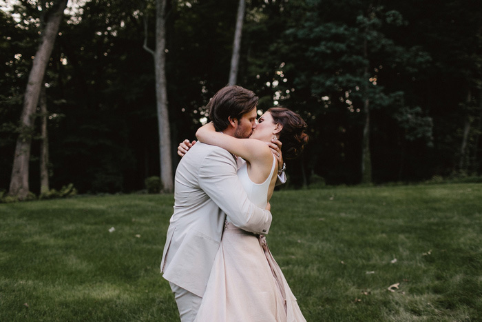 bride and groom kissing