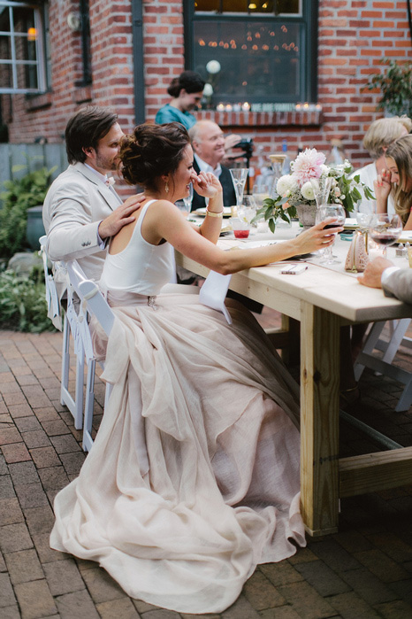 bride and groom at wedding reception