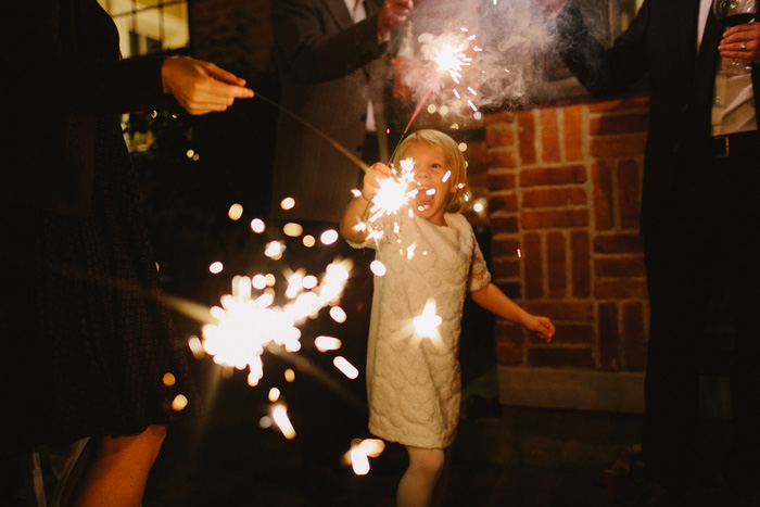 wedding guests with sparklers