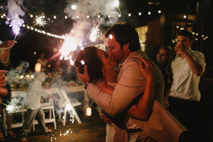 bride and groom kissing