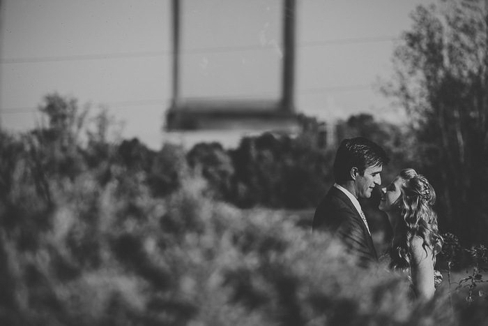 black and white wedding portrait