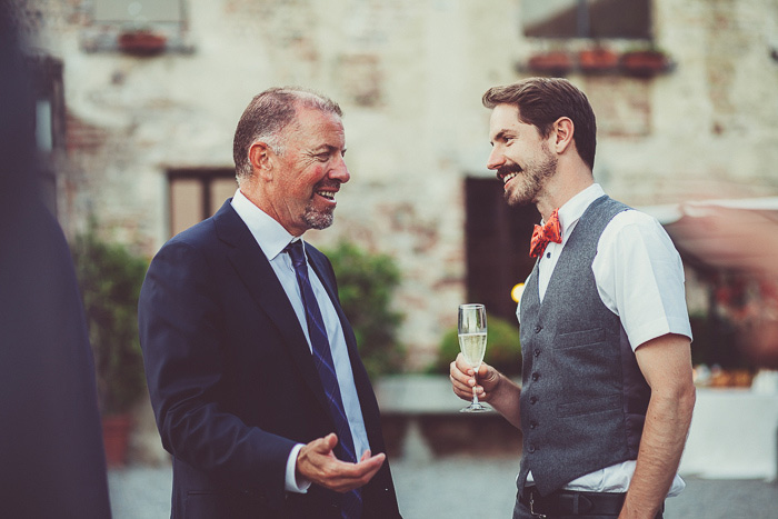 wedding guests chatting