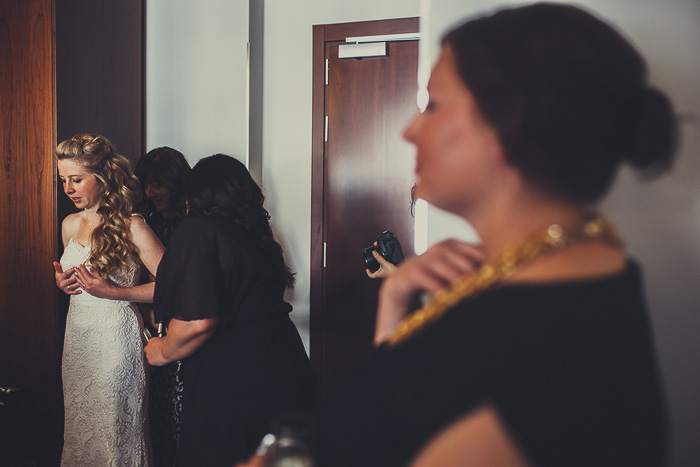 bride getting dressed