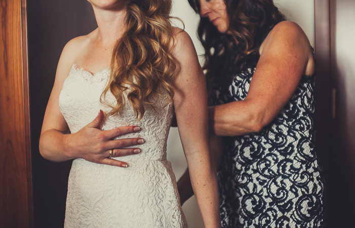 bride getting dressed