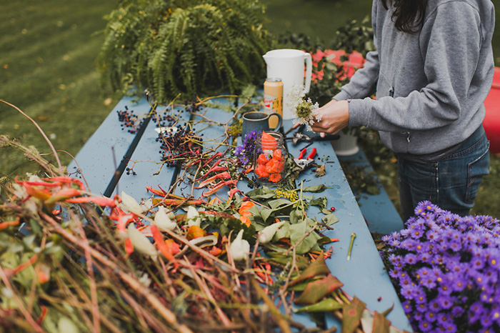 wedding flower prep