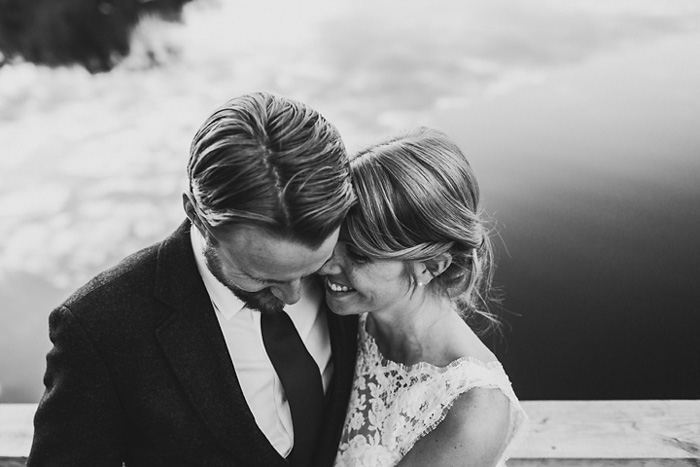 intimate black and white wedding portrait